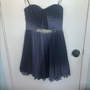 Elegant Navy Blue Strapless Dress